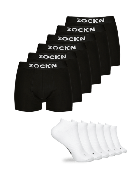 Bundle: Boxershorts | mit Logo | 6er - Set + Sneakersocken | Basic | 6 Paar von ZOCKN